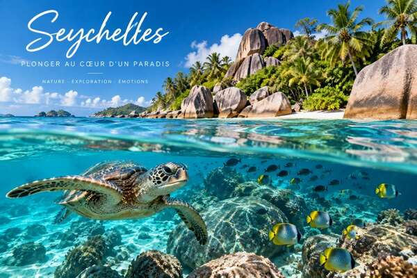 Plage des Seychelles Illustration d'une plage des Seychelles